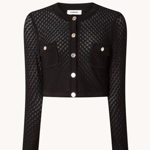 SANDRO Auvent Cardigan Sweater Black CROP Cardigan Gold Button Details Sz 0 XS